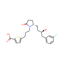 O=C(O)c1ccc(CCCN2C(=O)CC[C@@H]2CC[C@@H](O)Cc2cccc(F)c2)s1 ZINC000036160167