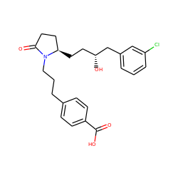 O=C(O)c1ccc(CCCN2C(=O)CC[C@H]2CC[C@@H](O)Cc2cccc(Cl)c2)cc1 ZINC000036160126