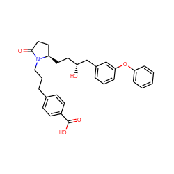 O=C(O)c1ccc(CCCN2C(=O)CC[C@H]2CC[C@@H](O)Cc2cccc(Oc3ccccc3)c2)cc1 ZINC000036160003