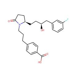 O=C(O)c1ccc(CCCN2C(=O)CC[C@H]2CC[C@H](O)Cc2cccc(F)c2)cc1 ZINC000003975347