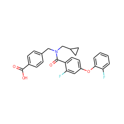 O=C(O)c1ccc(CN(CC2CC2)C(=O)c2ccc(Oc3ccccc3F)cc2F)cc1 ZINC001772630157