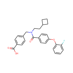 O=C(O)c1ccc(CN(CCC2CCC2)C(=O)c2ccc(Oc3ccccc3F)cc2)cc1 ZINC000584598149