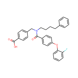 O=C(O)c1ccc(CN(CCCCc2ccccc2)C(=O)c2ccc(Oc3ccccc3F)cc2)cc1 ZINC000584598164