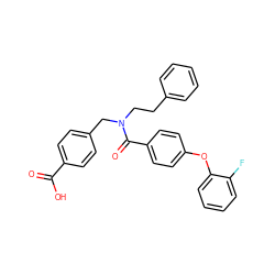 O=C(O)c1ccc(CN(CCc2ccccc2)C(=O)c2ccc(Oc3ccccc3F)cc2)cc1 ZINC000584598230