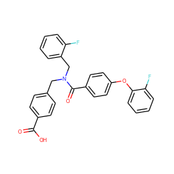 O=C(O)c1ccc(CN(Cc2ccccc2F)C(=O)c2ccc(Oc3ccccc3F)cc2)cc1 ZINC001772590110