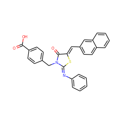 O=C(O)c1ccc(CN2C(=O)/C(=C/c3ccc4ccccc4c3)S/C2=N\c2ccccc2)cc1 ZINC000040916663