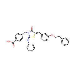 O=C(O)c1ccc(CN2C(=O)/C(=C/c3cccc(OCCc4ccccc4)c3)S/C2=N\c2ccccc2)cc1 ZINC000103234657