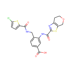 O=C(O)c1ccc(CNC(=O)c2ccc(Cl)s2)c(NC(=O)c2nc3c(s2)COCC3)c1 ZINC000073166281