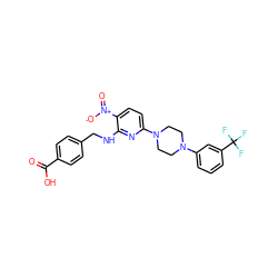 O=C(O)c1ccc(CNc2nc(N3CCN(c4cccc(C(F)(F)F)c4)CC3)ccc2[N+](=O)[O-])cc1 ZINC000013589485