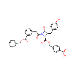 O=C(O)c1ccc(COC(=O)[C@@H]2[C@H](Cc3ccc(O)cc3)C(=O)N2C(=O)Cc2cccc(C(=O)OCc3ccccc3)c2)cc1 ZINC000029318180