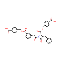 O=C(O)c1ccc(COC(=O)c2cccc(CC(=O)N3C(=O)[C@@H](Cc4ccccc4)[C@H]3C(=O)OCc3ccc(C(=O)O)cc3)c2)cc1 ZINC000029252576