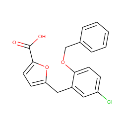 O=C(O)c1ccc(Cc2cc(Cl)ccc2OCc2ccccc2)o1 ZINC000029128673