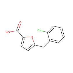 O=C(O)c1ccc(Cc2ccccc2Cl)o1 ZINC000016052425