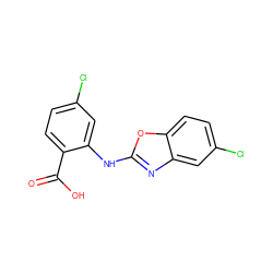 O=C(O)c1ccc(Cl)cc1Nc1nc2cc(Cl)ccc2o1 ZINC000003281375