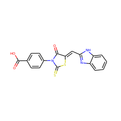 O=C(O)c1ccc(N2C(=O)/C(=C/c3nc4ccccc4[nH]3)SC2=S)cc1 ZINC000002206981