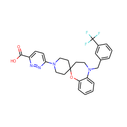 O=C(O)c1ccc(N2CCC3(CC2)CCN(Cc2cccc(C(F)(F)F)c2)c2ccccc2O3)nn1 ZINC000095595741