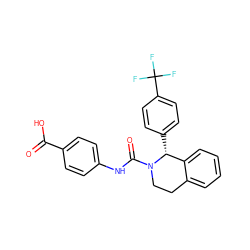 O=C(O)c1ccc(NC(=O)N2CCc3ccccc3[C@H]2c2ccc(C(F)(F)F)cc2)cc1 ZINC000148873189