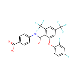 O=C(O)c1ccc(NC(=O)c2c(Oc3ccc(F)cc3F)cc(C(F)(F)F)cc2C(F)(F)F)cc1 ZINC000143169324