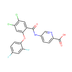 O=C(O)c1ccc(NC(=O)c2cc(Cl)c(Cl)cc2Oc2ccc(F)cc2F)cn1 ZINC000143168460