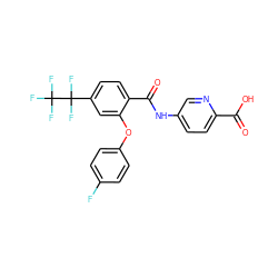 O=C(O)c1ccc(NC(=O)c2ccc(C(F)(F)C(F)(F)F)cc2Oc2ccc(F)cc2)cn1 ZINC000143176060