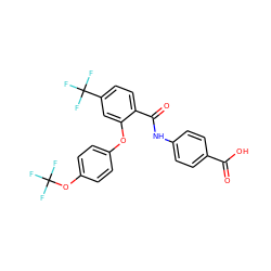 O=C(O)c1ccc(NC(=O)c2ccc(C(F)(F)F)cc2Oc2ccc(OC(F)(F)F)cc2)cc1 ZINC000143195603