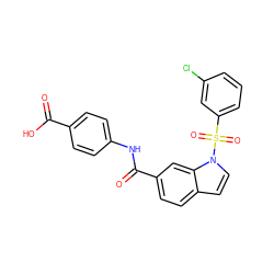 O=C(O)c1ccc(NC(=O)c2ccc3ccn(S(=O)(=O)c4cccc(Cl)c4)c3c2)cc1 ZINC000034948936