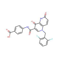 O=C(O)c1ccc(NC(=O)c2cn(Cc3c(F)cccc3F)c3ccc(=O)[nH]c3c2=O)cc1 ZINC000073196573