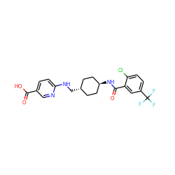 O=C(O)c1ccc(NC[C@H]2CC[C@H](NC(=O)c3cc(C(F)(F)F)ccc3Cl)CC2)nc1 ZINC000261145831