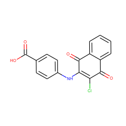 O=C(O)c1ccc(NC2=C(Cl)C(=O)c3ccccc3C2=O)cc1 ZINC000000118919