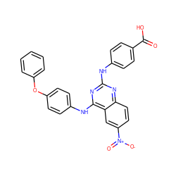 O=C(O)c1ccc(Nc2nc(Nc3ccc(Oc4ccccc4)cc3)c3cc([N+](=O)[O-])ccc3n2)cc1 ZINC000071296578