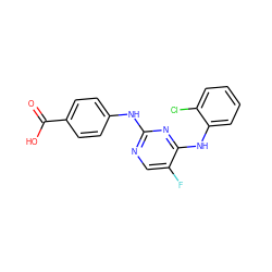 O=C(O)c1ccc(Nc2ncc(F)c(Nc3ccccc3Cl)n2)cc1 ZINC000087613210