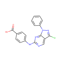 O=C(O)c1ccc(Nc2ncc3c(Cl)nn(-c4ccccc4)c3n2)cc1 ZINC000029042604