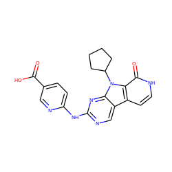 O=C(O)c1ccc(Nc2ncc3c4cc[nH]c(=O)c4n(C4CCCC4)c3n2)nc1 ZINC000117685488