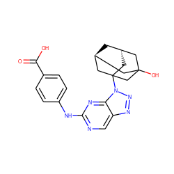 O=C(O)c1ccc(Nc2ncc3nnn(C45C[C@H]6C[C@@H](CC(O)(C6)C4)C5)c3n2)cc1 ZINC000101142305