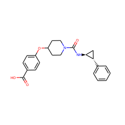 O=C(O)c1ccc(OC2CCN(C(=O)N[C@H]3C[C@@H]3c3ccccc3)CC2)cc1 ZINC000103269884