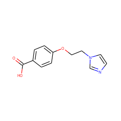 O=C(O)c1ccc(OCCn2ccnc2)cc1 ZINC000169365016