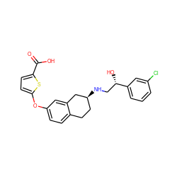 O=C(O)c1ccc(Oc2ccc3c(c2)C[C@@H](NC[C@H](O)c2cccc(Cl)c2)CC3)s1 ZINC000040424818