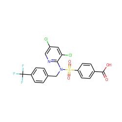 O=C(O)c1ccc(S(=O)(=O)N(Cc2ccc(C(F)(F)F)cc2)c2ncc(Cl)cc2Cl)cc1 ZINC000113166124