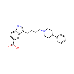 O=C(O)c1ccc2[nH]cc(CCCCN3CCC(c4ccccc4)CC3)c2c1 ZINC000012356250