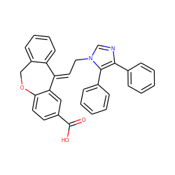 O=C(O)c1ccc2c(c1)/C(=C/Cn1cnc(-c3ccccc3)c1-c1ccccc1)c1ccccc1CO2 ZINC000013727065