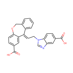 O=C(O)c1ccc2c(c1)/C(=C/Cn1cnc3cc(C(=O)O)ccc31)c1ccccc1CO2 ZINC000100641933