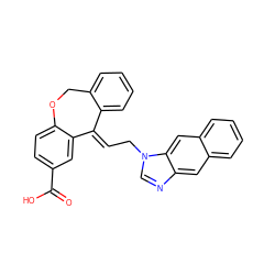 O=C(O)c1ccc2c(c1)/C(=C/Cn1cnc3cc4ccccc4cc31)c1ccccc1CO2 ZINC000013727054