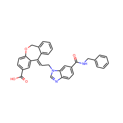 O=C(O)c1ccc2c(c1)/C(=C/Cn1cnc3ccc(C(=O)NCc4ccccc4)cc31)c1ccccc1CO2 ZINC000013727083