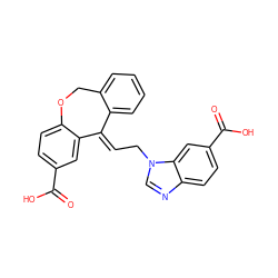 O=C(O)c1ccc2c(c1)/C(=C/Cn1cnc3ccc(C(=O)O)cc31)c1ccccc1CO2 ZINC000100641931