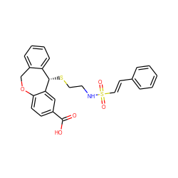 O=C(O)c1ccc2c(c1)[C@@H](SCCNS(=O)(=O)/C=C/c1ccccc1)c1ccccc1CO2 ZINC000002022175