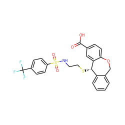 O=C(O)c1ccc2c(c1)[C@@H](SCCNS(=O)(=O)c1ccc(C(F)(F)F)cc1)c1ccccc1CO2 ZINC000002022169