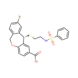 O=C(O)c1ccc2c(c1)[C@@H](SCCNS(=O)(=O)c1ccccc1)c1cc(Br)ccc1CO2 ZINC000002001640