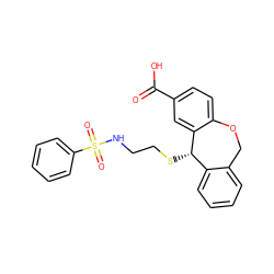 O=C(O)c1ccc2c(c1)[C@@H](SCCNS(=O)(=O)c1ccccc1)c1ccccc1CO2 ZINC000002001643