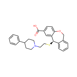 O=C(O)c1ccc2c(c1)[C@H](SCCN1CCC(c3ccccc3)CC1)c1ccccc1CO2 ZINC000003795079