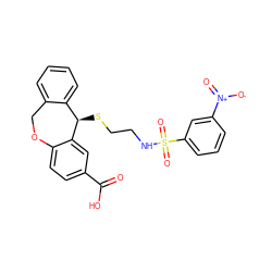 O=C(O)c1ccc2c(c1)[C@H](SCCNS(=O)(=O)c1cccc([N+](=O)[O-])c1)c1ccccc1CO2 ZINC000003923149